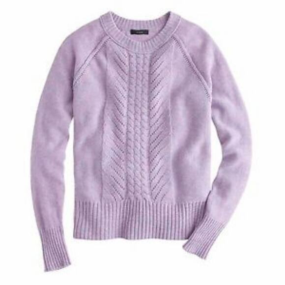 J Crew Pointelle Lilac Cable Knit Wool Sweater - Picture 1 of 7